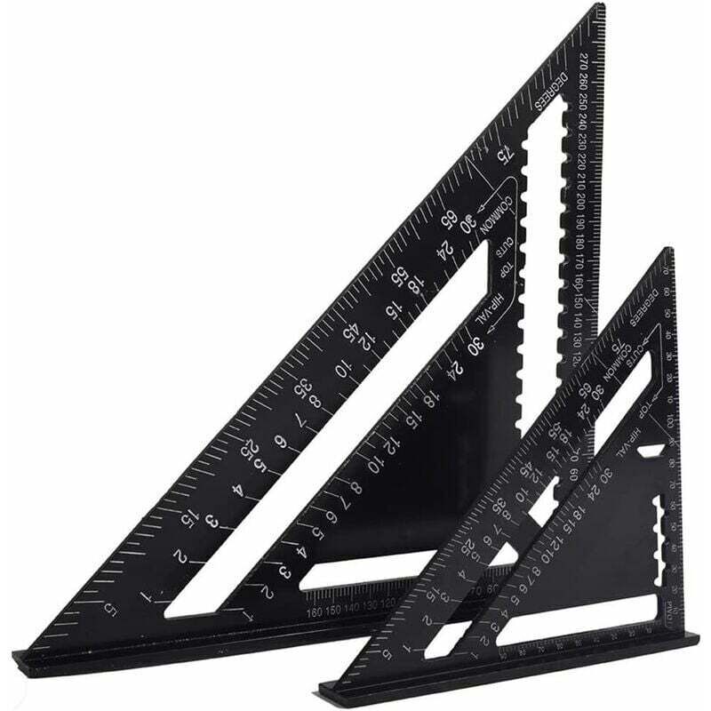Règle de menuiserie triangle aluminium métal multifonctionnel 18cm et 30cm
