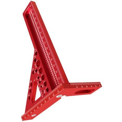 Règle de mesure 3D multi-angle, alliage d'aluminium métrique, 22.5 à 90 degrés, travail du bois, carré de charpentier, traçage de trous avec broche