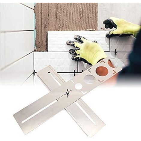 Règle de Mesure d'angle Carrelage Réglable Localisateur De Trou en Acier Inoxydable Règle Universel Perceuse Poinçon Outil De Mesure pour Couper avec Précision en Verre Céramique