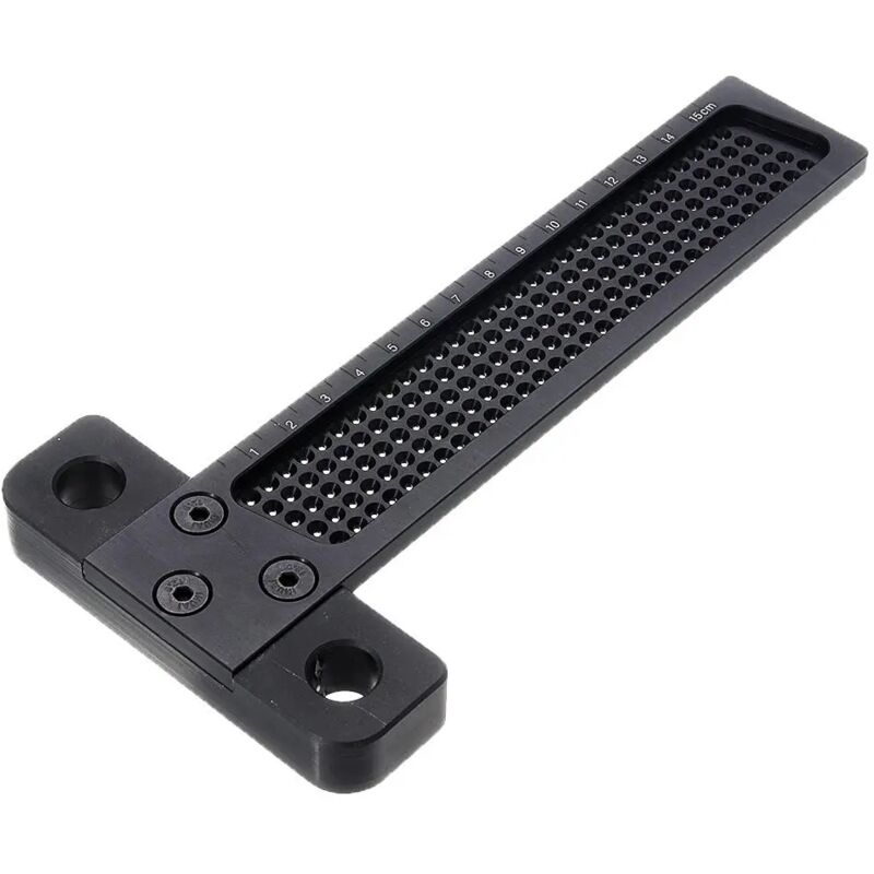 Règle de mesure de positionnement de trou en alliage d'aluminium noir T-160 160mm règle métrique en t