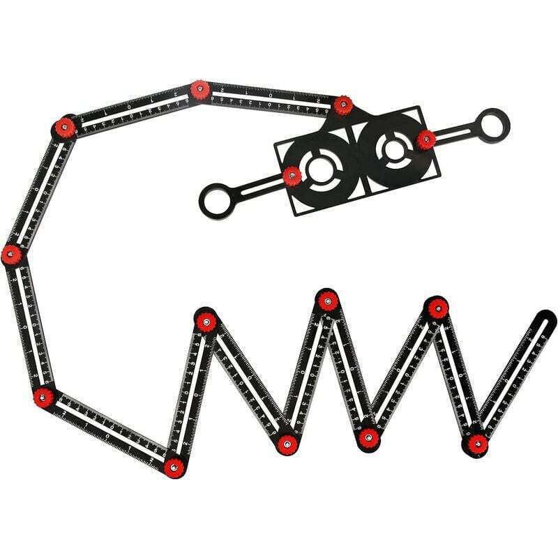 Règle de mesure multi-angle, 12 trous latéraux, mise à niveau en alliage d'aluminium, outil de modèle de règle de mesure multi-angle avec