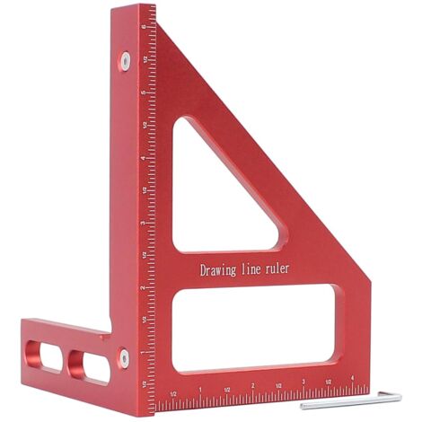 Règle de mesure multi-angle 3D, rapporteur carré de travail du bois en alliage d'aluminium à 45/90 degrés, ligne de dessin, règle à onglet triangulaire,