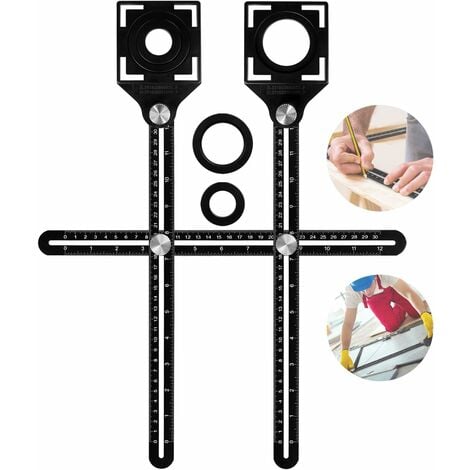 Règle de Mesure Multi-Angle avec 2 Trous de Positionnement, Règle de Charpentier en Alliage d'Aluminium,Gabarit d'outil de Mesure Adapté aux Constructeurs, Artisans, Charpentiers