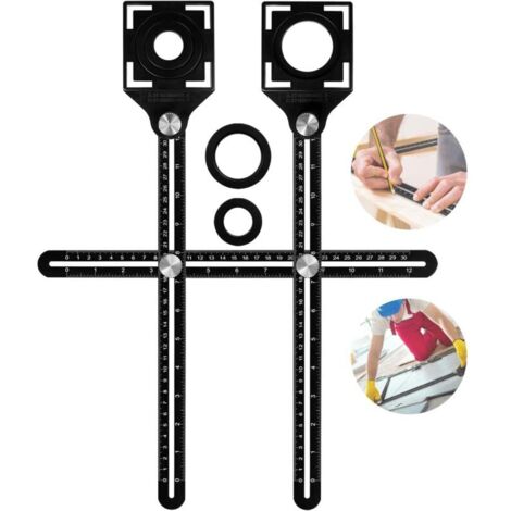 Règle de Mesure Multi-Angle avec 2 Trous de Positionnement, Règle de Charpentier en Alliage d'Aluminium,Gabarit d'outil de Mesure Adapté aux Constructeurs, Artisans, Charpentiers