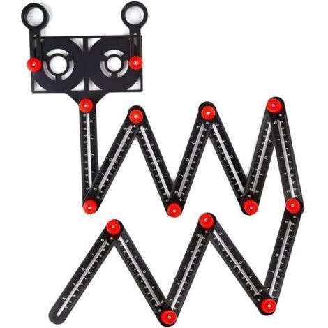 Règle de mesure multi-angle avec Trou de Positionnement, gabarit de mesure en alliage d'aluminium réglable sur 12 côtés, Multi Angle Template Tool, règle pliante à et localisateur de poinçon
