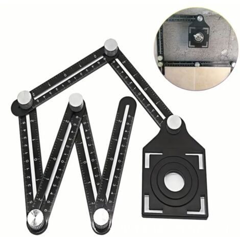 Règle de Mesure Multi-angle avec trou de positionnement, outil de gabarit d'angle en alliage d'aluminium à 6 côtés,Template Outil de mesure