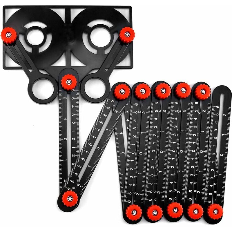 Csparkv - Règle de Mesure Multi-Angle avec Trou de Positionnement, Regle Pliable à 12 Côté, pour Projets de Menuiserie et Ingénierie