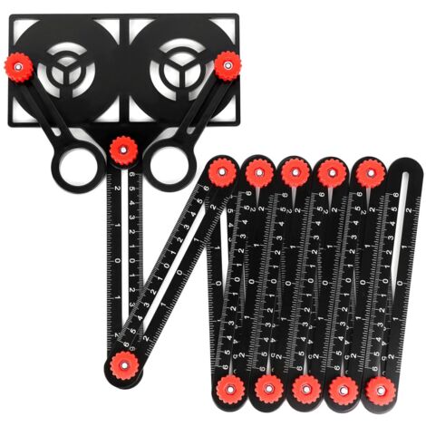 Règle de Mesure Multi-Angle avec Trou de Positionnement, Regle Pliable à 12 Côté, pour Projets de Menuiserie et Ingénierie