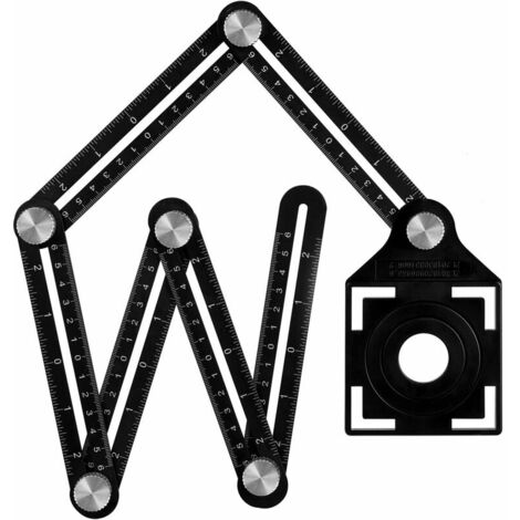 Règle de Mesure Multi-angle avec trou de positionnement, Règle pliante en alliage d'aluminium à 6 côtés,Template Outil de mesure,noir