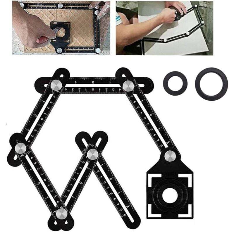 Image of Règle de Mesure Multi-Angle en Alliage d'Aluminium à 6 Côtés Outil de Mesure Polyvalent