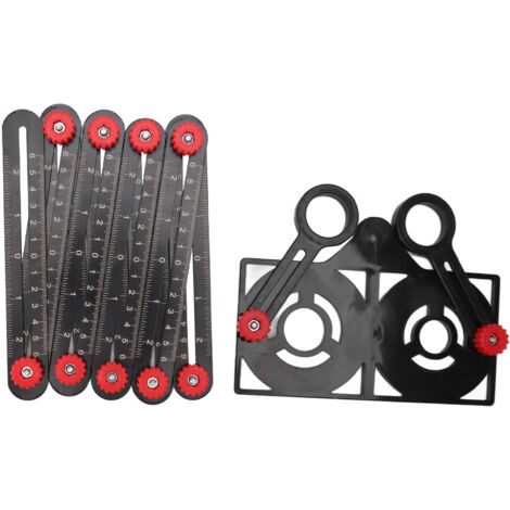 Règle de Mesure Multi-Angle en Alliage d'Aluminium avec Guide de Perçage et Localisateur de Trous pour Travaux d'Ingénierie, 9 Pliages