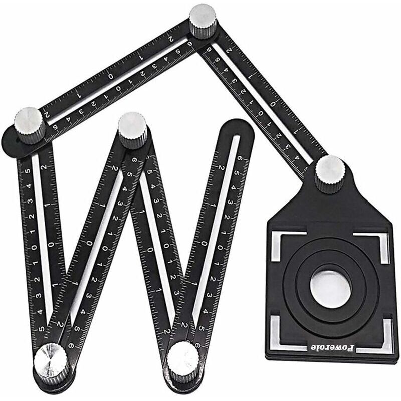 Règle de Mesure Multi-angle, outil de gabarit à six côtés en alliage d'aluminium, outil de mesure multi-angle, avec poinçon, guide de perçage pour