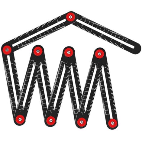 Règle de mesure multi-angles, 9 côtés précis en alliage d'aluminium, outil de mise en page de gabarit en métal avec poinçon de carrelage en céramique, guide de perçage