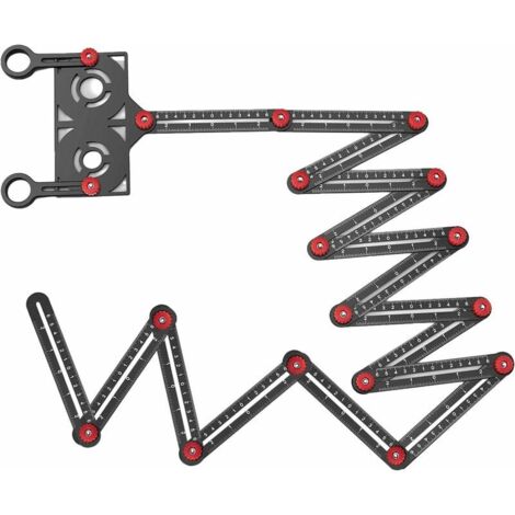 Règle de mesure multi-angles à 16 côtés avec localisateur d'ouverture, 16 angles de pliage en céramique, outil de mesure d'angle en alliage d'aluminium pour artisans, bricoleurs, charpentiers
