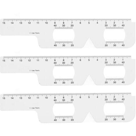 Règle de mesure PD pupillaire 3 pièces, outil d'ophtalmologie 2 en 1 pour distance interpupillaire