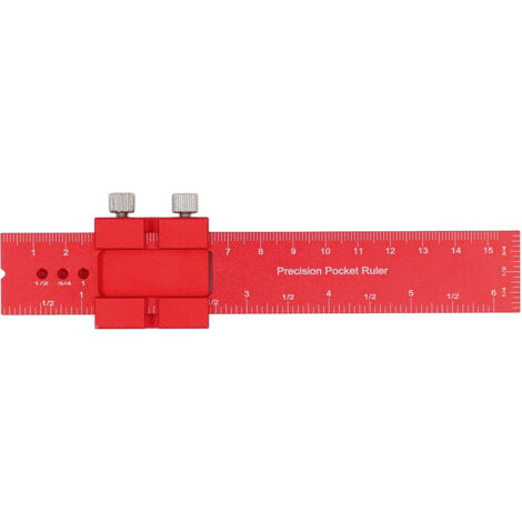 Règle de Mesure pour Bois Aluminium Anodisé 160mm avec Butée Mobile et Double Graduation Métrique/Imperial