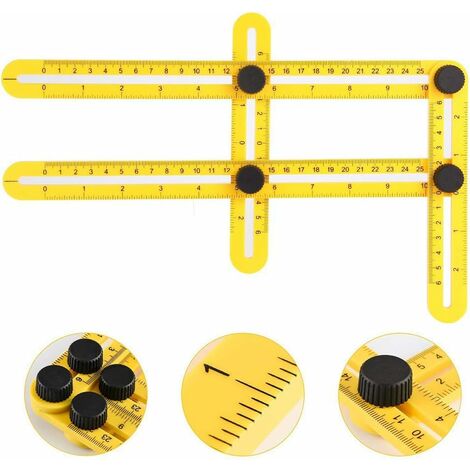 Règle de mesure, Règle d'angle à quatre côtés règle pliante outil de gabarit d'angle localisateur de poinçon en carreaux Règles pliables pour ingénieur carrelage Parquet 2pcs