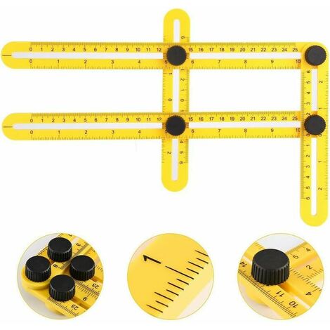 Règle de mesure, Règle d'angle à quatre côtés règle pliante outil de gabarit d'angle localisateur de poinçon en carreaux Règles pliables pour ingénieur carrelage Parquet 2pcs Carivent