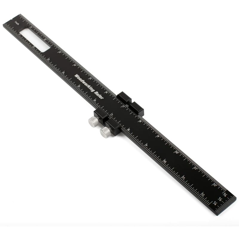 Règle de poche de précision pour le travail du bois - Règle de marquage d'arrêt de glissière en métal de 12 pouces, mesure métrique en pouces, règles