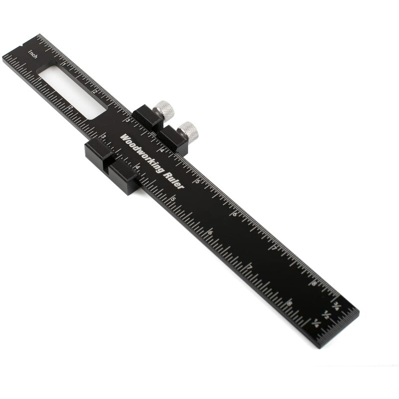 Sunxury - Règle de poche de précision pour le travail du bois - Règle de marquage d'arrêt de glissière en métal de 8 pouces mesure en pouces