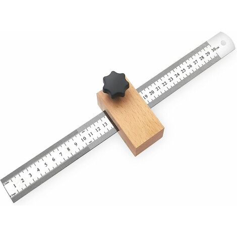 Règle de précision - Outil de traçage, Règle de Travail du Bois, Bloc de Positionnement Règle Parallèle, Angle pour Marquer et 90°, Reglet Metallique 30cm, Règle en Acier Inoxydable Argent，HANBING