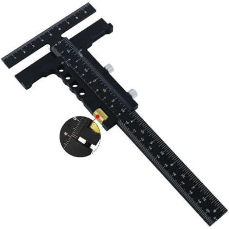 Règle de traçage coulissante en T pour le travail du bois, outil de mesure de menuiserie, traceur de marquage, jauge de mesure - Aluminium - 229 mm x 90 cm
