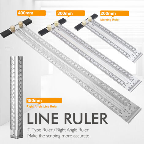 Règle de Traçage Multifonction en Acier Inoxydable - Avec Équerre, Perçages et Graduation pour Menuiserie 48.5x13.5x2, 170g