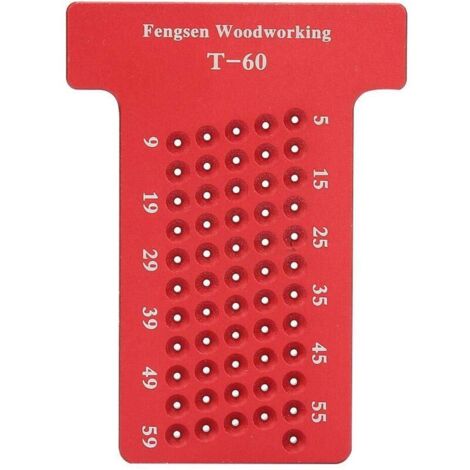 Règle de traçage, outil de marquage de charpentier de jauge de trou en alliage d'aluminium de type T de type bois, résistant à l'usure, pour menuisier et amateurs de bricolag