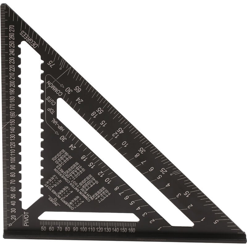 Forehill - Règle de triangle de pouce métrique de 12 pouces règle d'angle droit de 90 degrés règle de mesure de travail du bois d'alliage d'aluminium