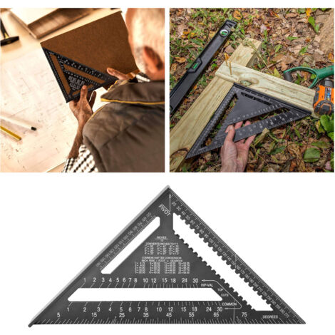 Règle En Aluminium Triangle Crayon De Mesure Pour Ingénieurs Et Menuisiers Noir - KZQ