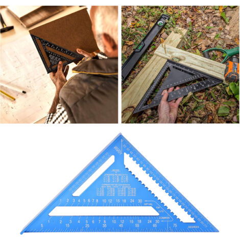 Règle En Aluminium Triangulaire Bleue Pour Mesures Précises - Idéale Pour Ingénieurs Et Menuisiers - Outil De Qualité Professionnelle-KZQ