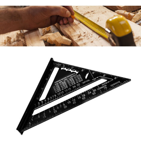 Règle en Aluminium Triangulaire pour Mesures Précises Idéale pour Ingénieurs et Menuisiers Couleur Noire - KZQ