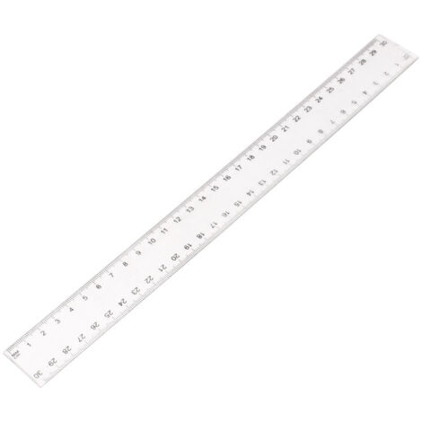 Règle en plastique graduée, transparente, 30 cm