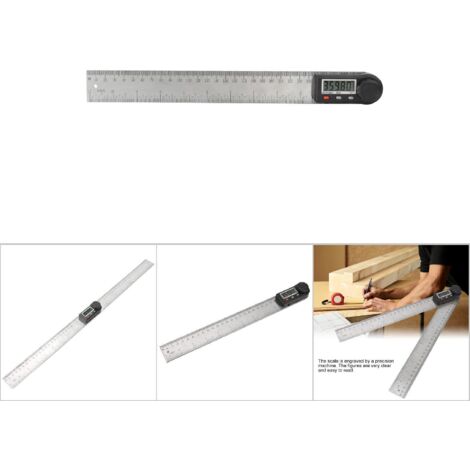 Règle numérique 2 en 1 pour menuiserie avec affichage électronique et rapporteur multifonction 0-360° (300mm)