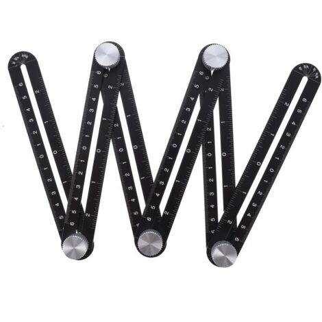 Règle pliante pour carrelage, règle à six voies, outil de création de gabarits de perçage pour carrelage, ouvre-trou pour carrelage, alliage d'aluminium et plastique