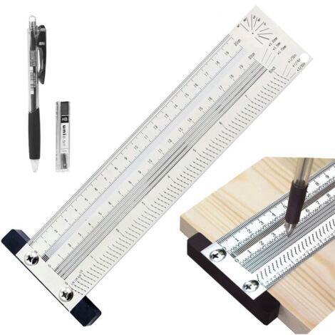 Règle Traçage de Type T Haute Précision, Inoxydable Equerre Menuisier 200mm, Outil de Travail du bois Mesure, Marquage, Traçage, Positionnement, Dessin pour Charpentier, Ingénieur