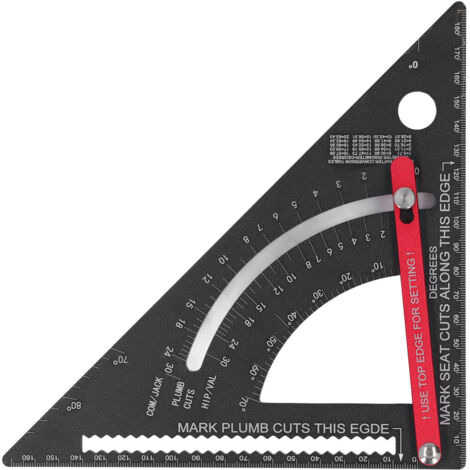 Règle triangulaire ajustable pour menuiserie avec rapporteur d'angle et équerre de précision