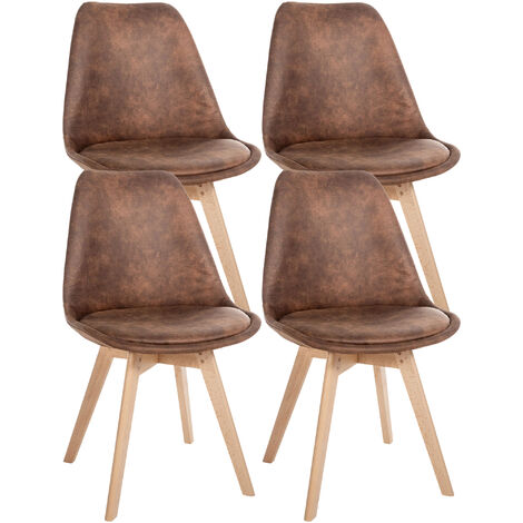 Régler 4 chaises déjeuner Linares marron, fausse peau