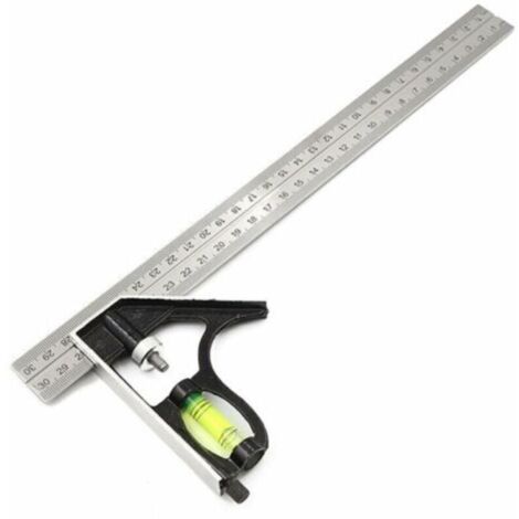 Règles à tracer Carrée Outils de Mesure,équerre combinée 300 mm,Acier Inoxydable Règle d'angle de Combinaison avec règle Réglable d'angle Droit d'alliage de Zinc Outil,Règle à Angle Carrée Combinaison