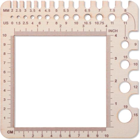 Règles en bois, compteur de point de crochet, outil de mesure carré de peuplier, outil de mesure pour aiguilles à tricoter (A)