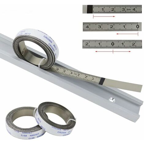 Règles métriques, Bandes de Piste Auto-adhésives, pour scie à Onglet, Mètre à Ruban, Règle d'échelle, de Droite à Gauche, 2M-0, Argent, 1PC