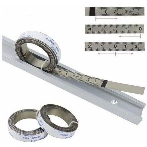 Règles métriques, Bandes de Piste Auto-adhésives, pour scie à Onglet, Mètre à Ruban, Règle d'échelle, de Gauche à Droite, 0-2 M, Argent, 1PC