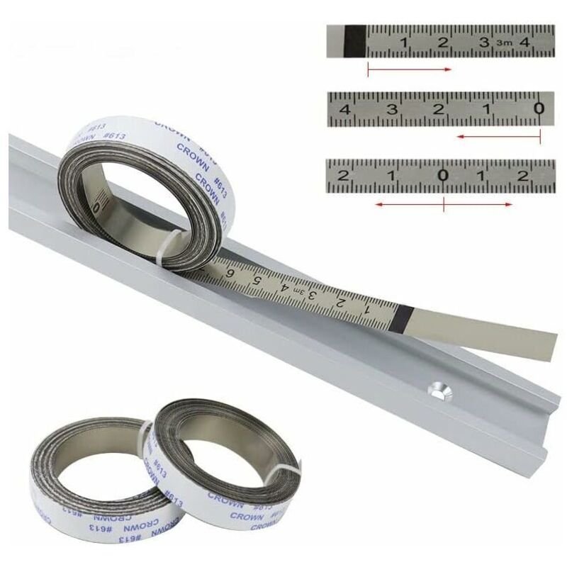 Règles métriques, Bandes de Piste Auto-adhésives, pour scie à Onglet, Mètre à Ruban, Règle d'échelle, du Centre à Droite et à Gauche, 2.5M-0-2.5M,