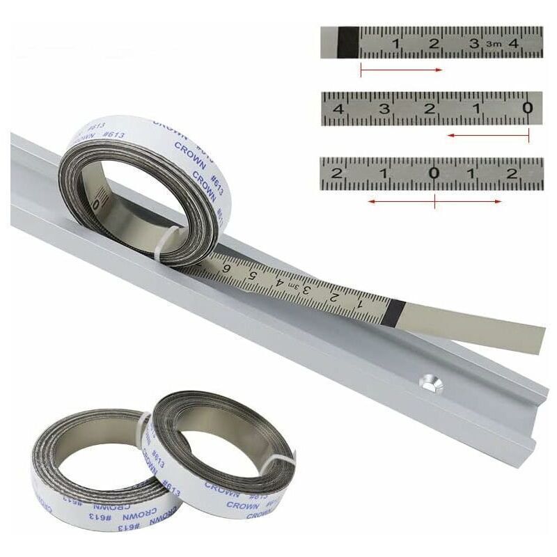 Règles métriques, Bandes de Piste Auto-adhésives, pour scie à Onglet, Mètre à Ruban, Règle d'échelle, du Centre à Droite et à Gauche, 2.5M-0-2.5M,