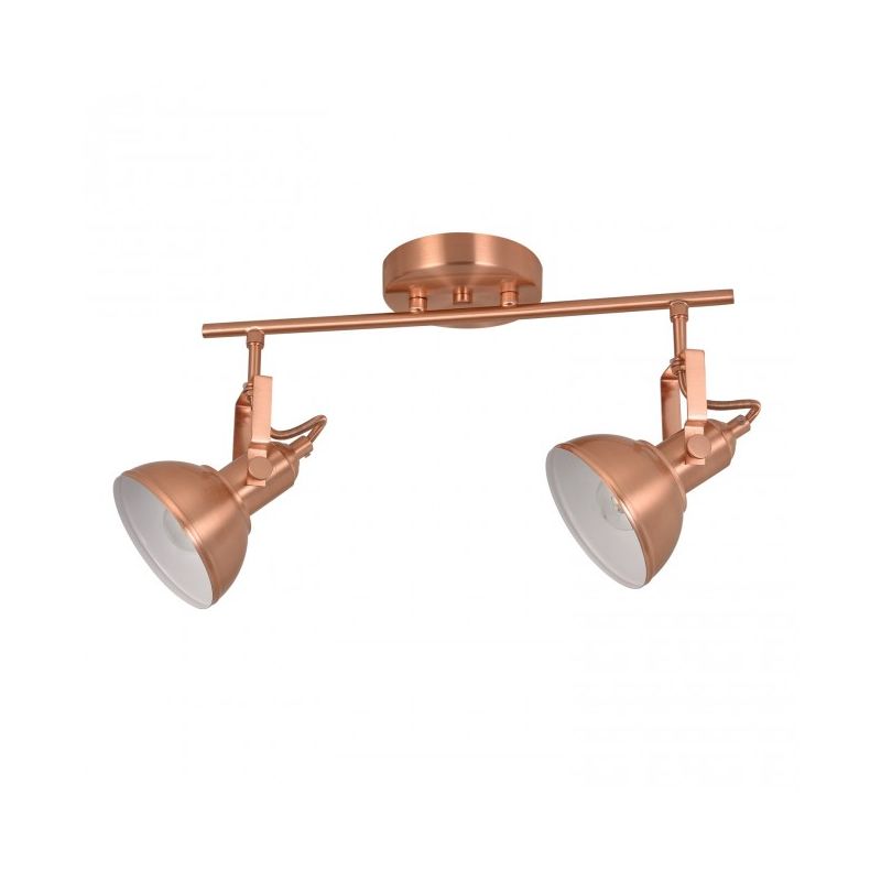 

LuzConLed - Regleta 2 luces orientable E14 Retro acabado oro rosa e interior blanco - ENVÍO DESDE ESPAÑA