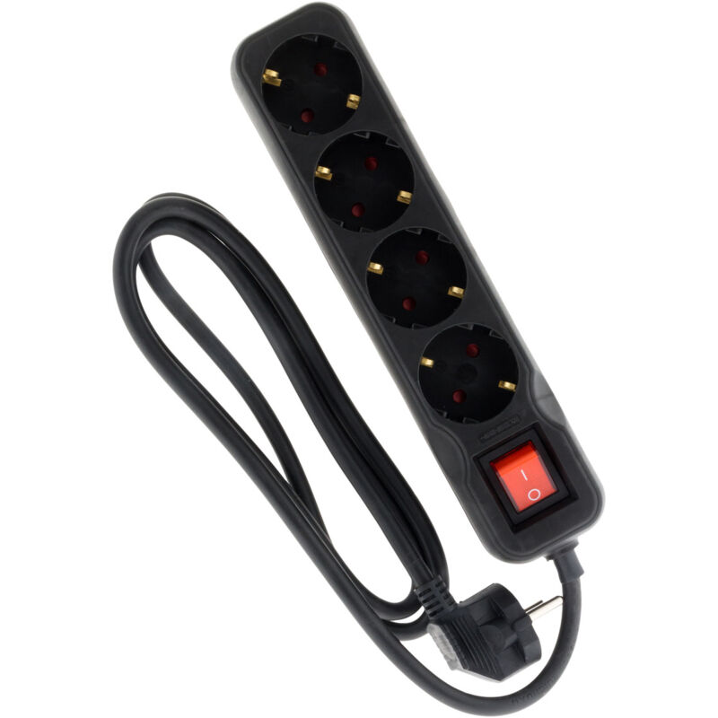 

Regleta 4 tomas 16A negro con interruptor - Zenitech