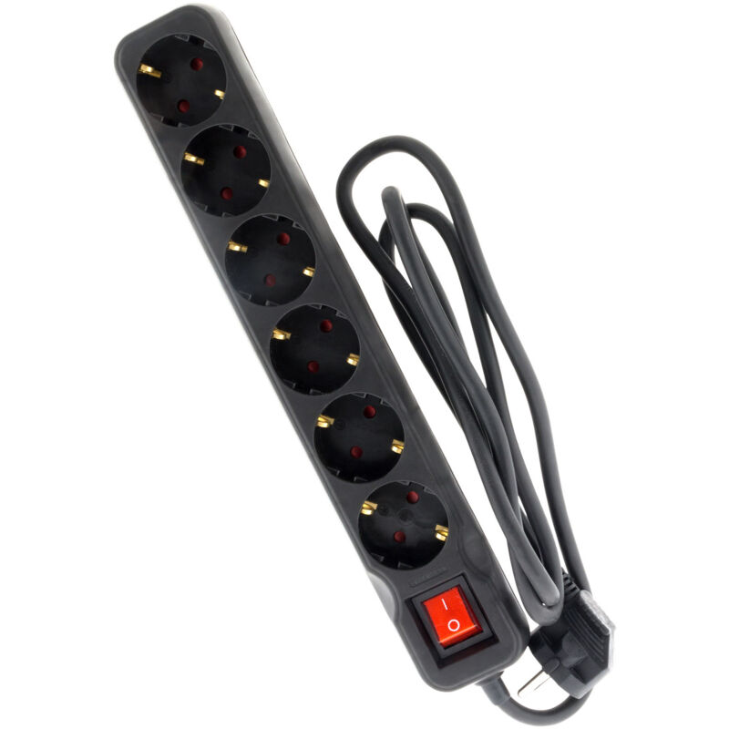 

Regleta 6 tomas 16A negro con interruptor - Zenitech