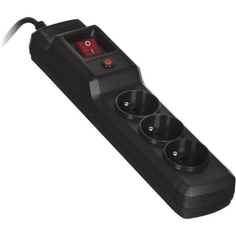 Regleta Activejet 3 enchufes negra 2300 W cable 1.5 m