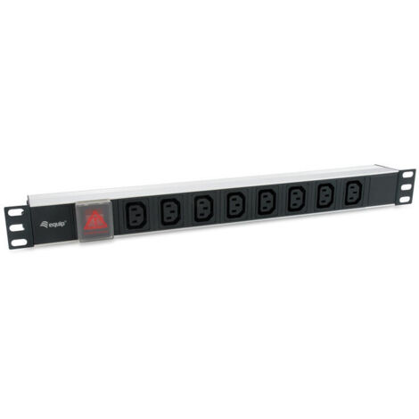 REGLETA ALIMENTACION ALUMINIO RACK 19 1U 8 TOMAS TIPO IEC C13 CON INTERRUPTOR CABLE 1.8m