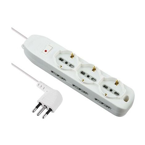 Regleta bypass + Schuko + Electraline sobrecarga térmica blanca 9 posiciones 2P+T 10A n° x mmq 3x0,75 m 2.